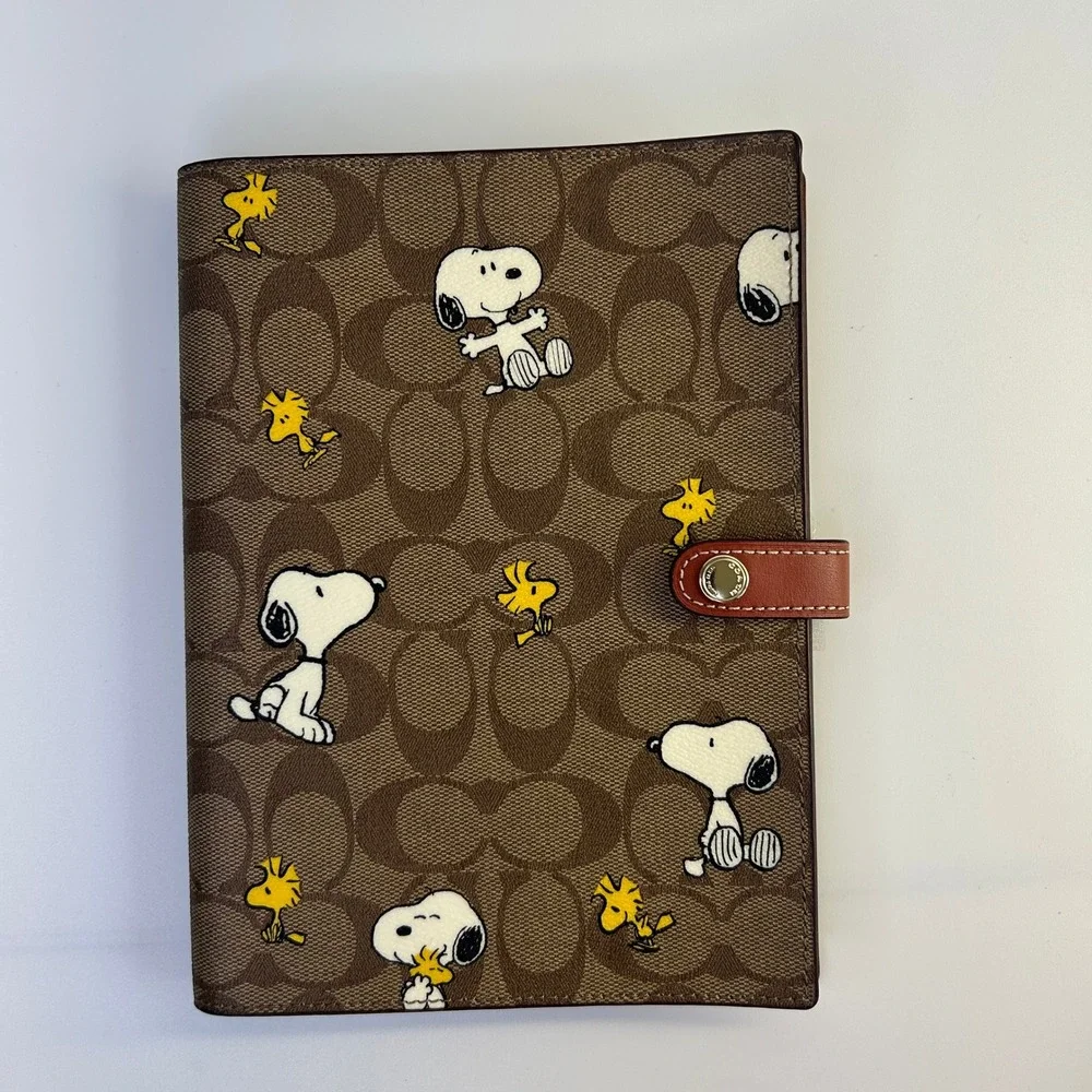 Coach X Peanuts Snoopy Woodstock Signature Canvas Notebook CE961 New